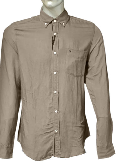 Tommy Hilfiger Men’s Long Sleeve Shirt, DARK BIEGE
