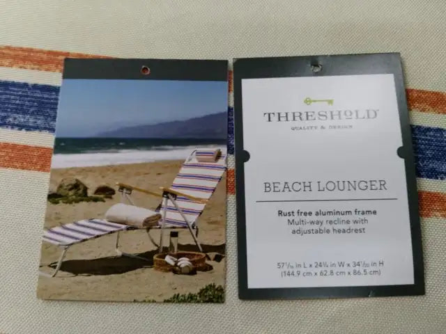 SEALED - Striped Aluminum Beach Lounger with Wood Arms - Threshold™