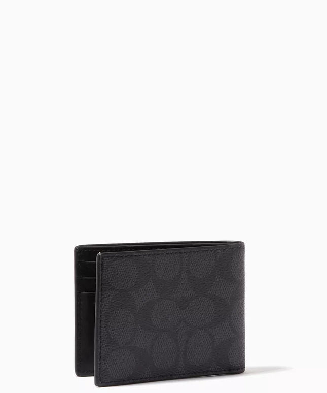 Coach Slim Logo Print Canvas Bifold Wallet 2in1
