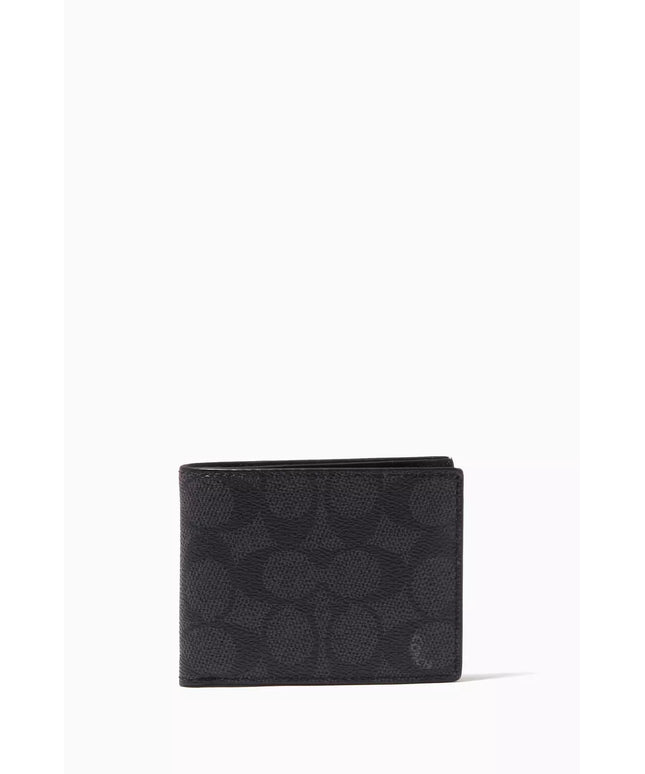 Coach Slim Logo Print Canvas Bifold Wallet 2in1