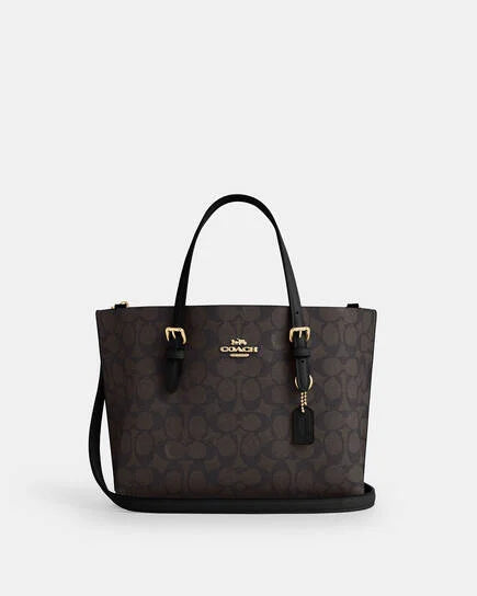 Coach New York Mollie Tote 25 In Signature Canvas Women Hand Bag Im /Brown / Black