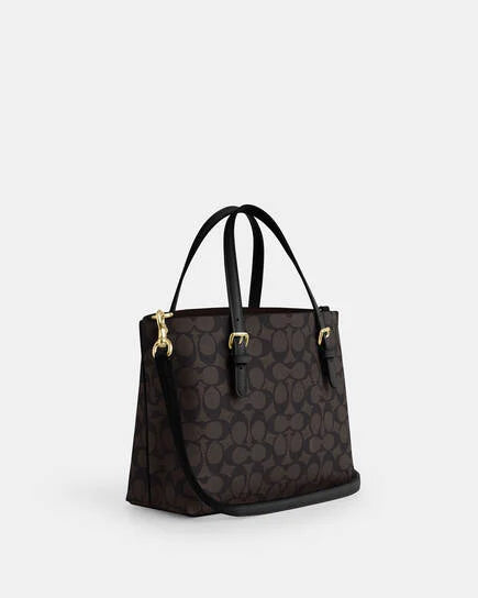 Coach New York Mollie Tote 25 In Signature Canvas Women Hand Bag Im /Brown / Black