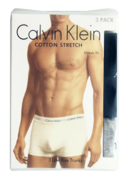 Calvin Klein Men’S Low Rise Trunks 3-Pack Classic Fit, Cotton Stretch Underwear