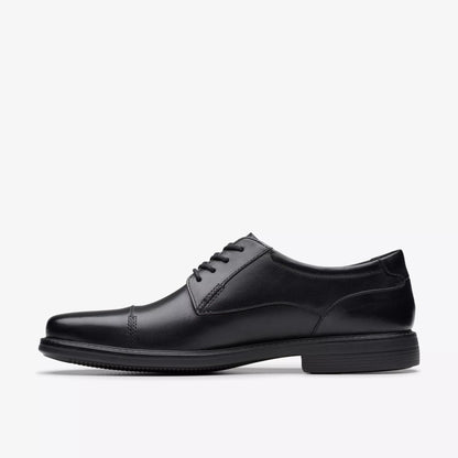 Clarks Wenham Cap II 'Black' Leather - Men's Shoes(26171656)