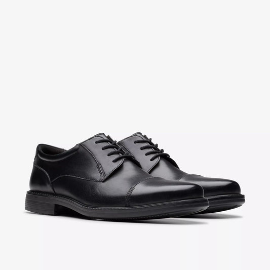 Clarks Wenham Cap II 'Black' Leather - Men's Shoes(26171656)