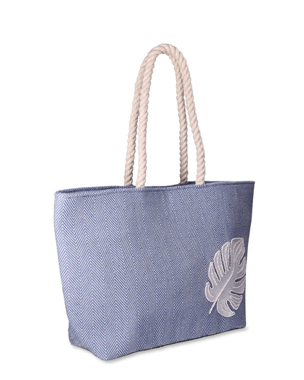 Time and Tru Women's Beach Tote with Rope Handles, Palm Leaf