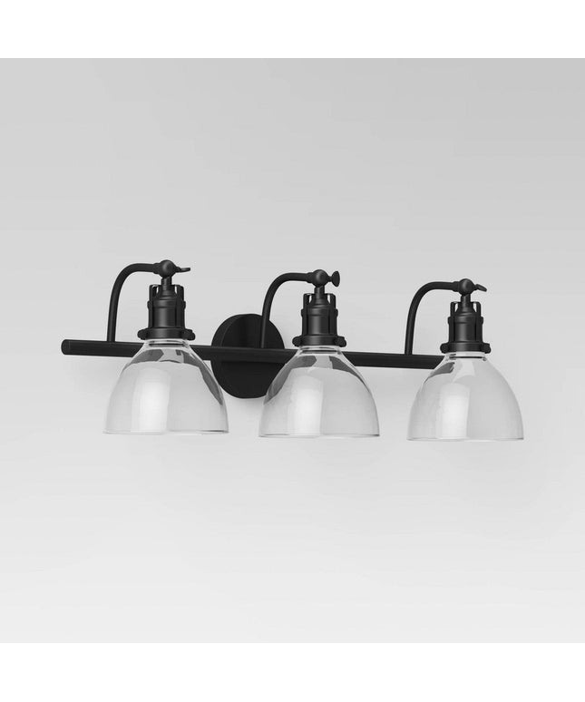 SEALED - 3-Light Industrial Glass Chandelier Matte Black - Threshold™