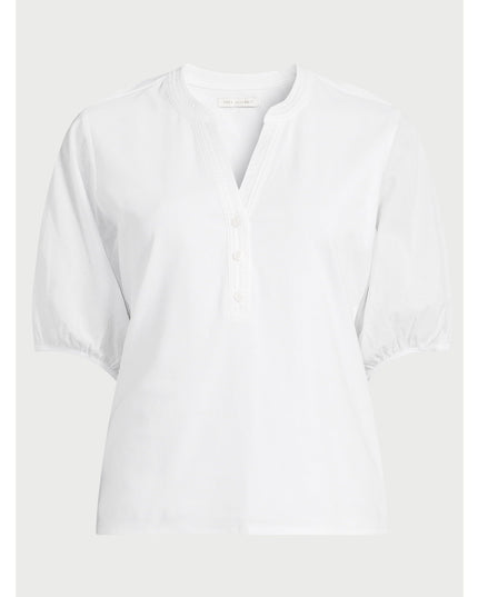 SIZE: XS - Free Assembly Women’s Henley Tee with Short Puff Sleeves