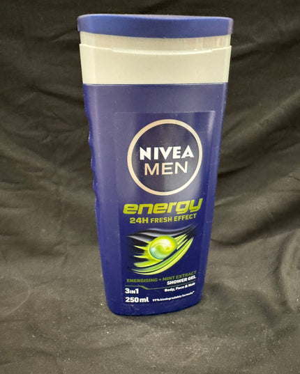 NIVEA MEN Hair, Face & Body Wash, Energy Shower Gel, 250ml