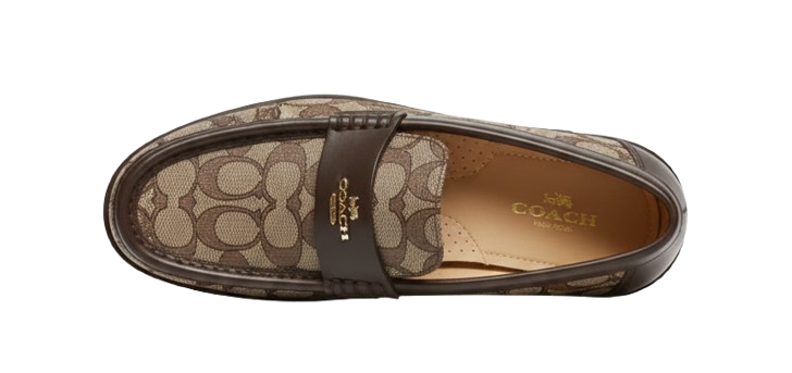 Coach Jocelyn Leather Loafer Dark Brown Patterned Design