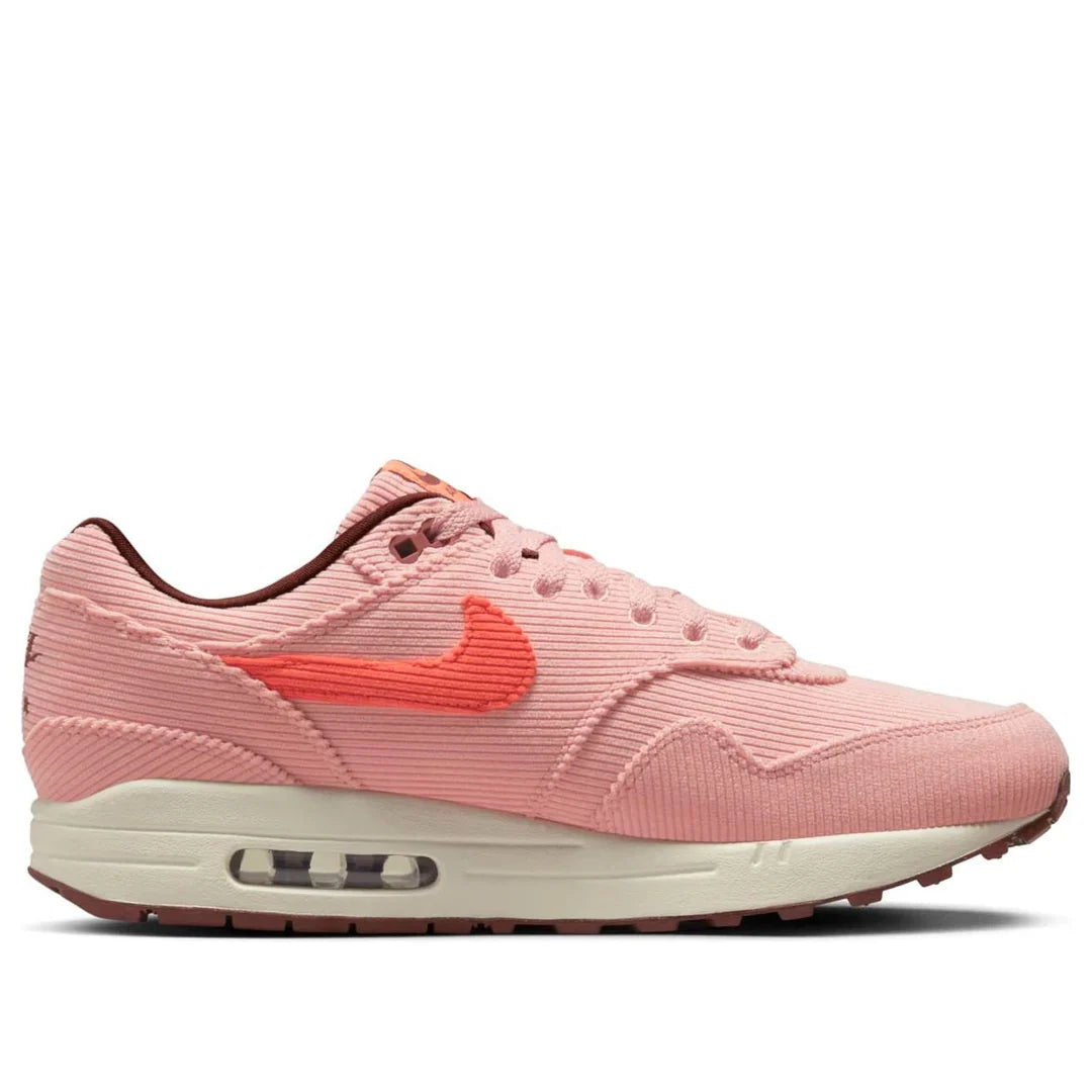 Nike Air Max 1 PRM Coral Stardust corduroy sneaker, side view