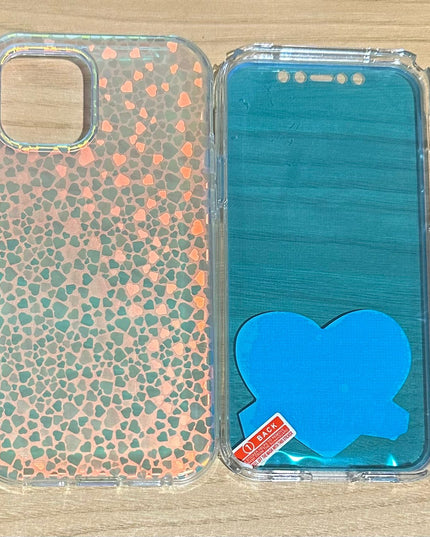 iPhone 12 pro case hearts design back and front cover