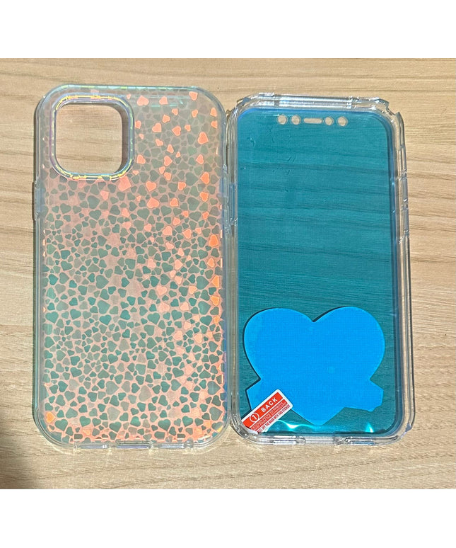iPhone 12 pro case hearts design back and front cover