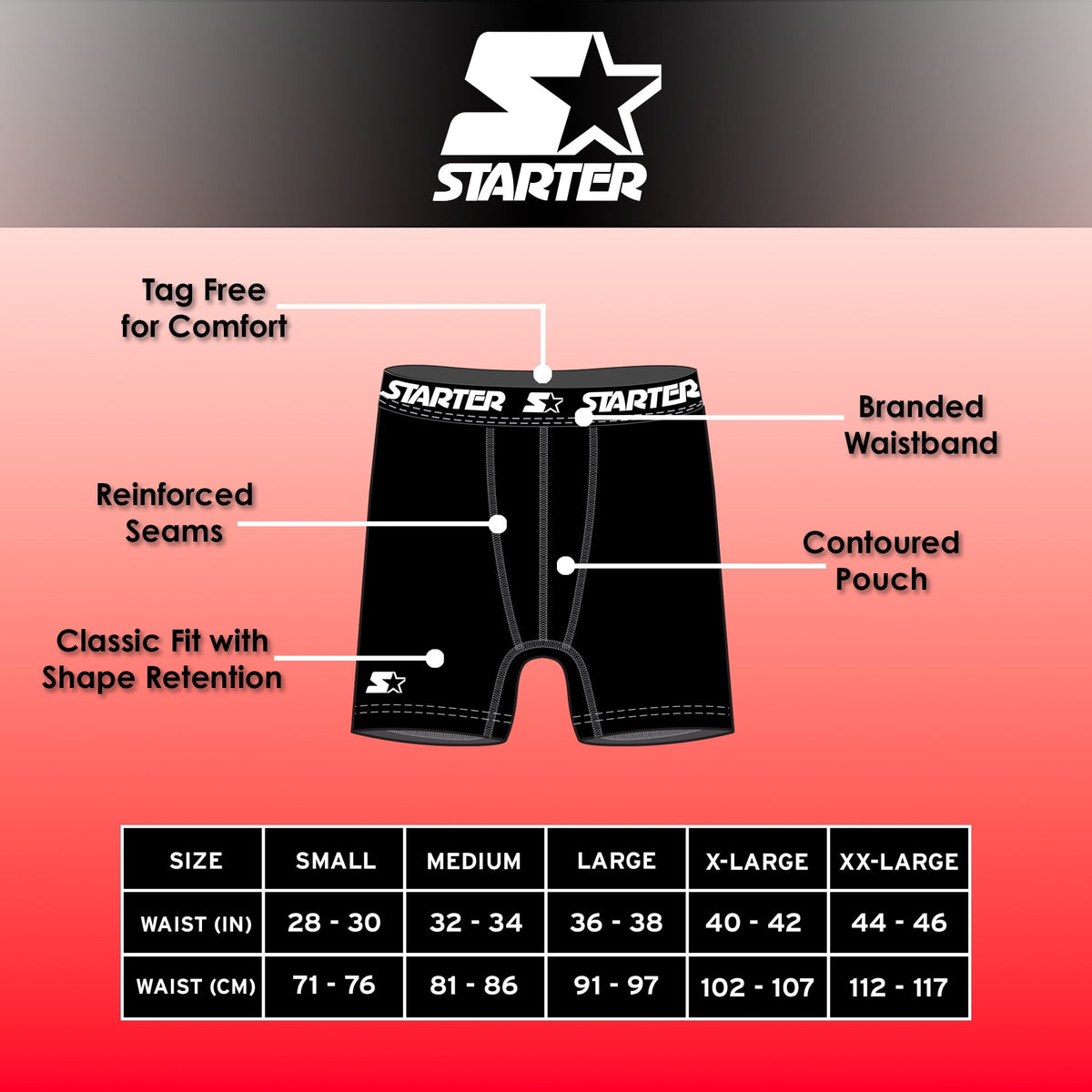 Starter Men S Performance Athletic Stretch Boxer Briefs 6-Pack