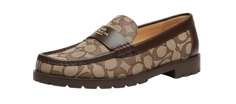 Coach Jocelyn Leather Loafer Dark Brown Patterned Design