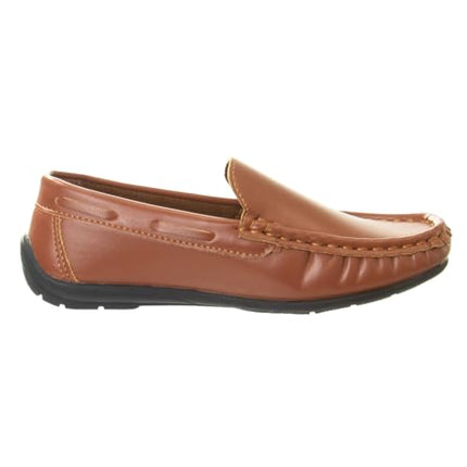 SIZE: 31 - Josmo Boys’ Shoes – Casual Leatherette Moccasin Driving Loafers , Pure Brown