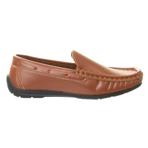 SIZE: 31 - Josmo Boys’ Shoes – Casual Leatherette Moccasin Driving Loafers , Pure Brown