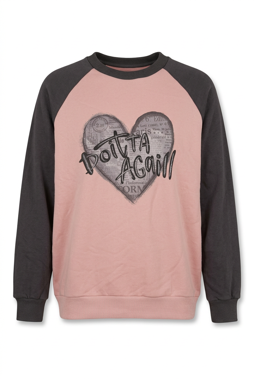 Diyana Women's Two-Tone Raglan Sleeve Heart Graphic Sweatshirt (Style W-705A)