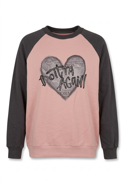 Diyana Women's Two-Tone Raglan Sleeve Heart Graphic Sweatshirt (Style W-705A)