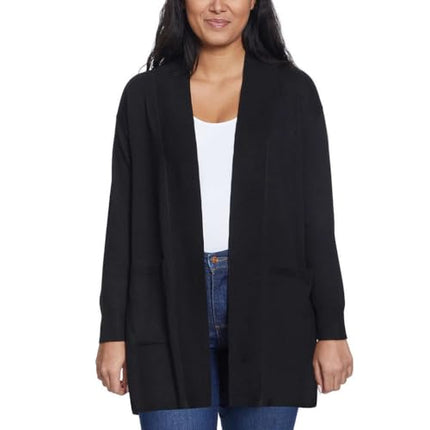 SIZE: S - Gloria Vanderbilt Women's Open Front Long Sleeve Super Soft Cardigan (US, Alpha, Small, Regular, Regular, Black)