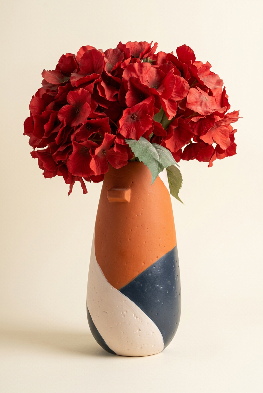 Rustic Red Hydrangea Premium Centerpiece for Home Decor
