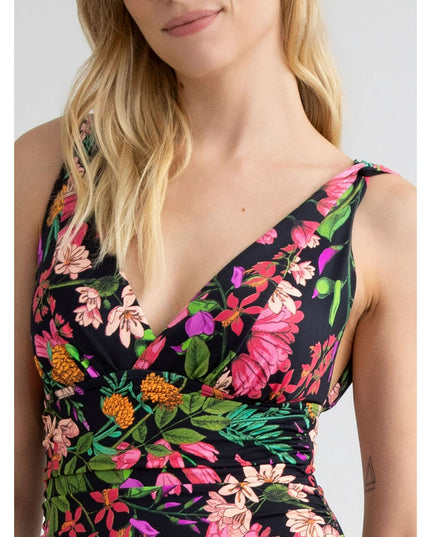 SIZE: L(12-14) - Time and Tru Women's and Women's Plus Plunge V Neck One Piece Swimsuit