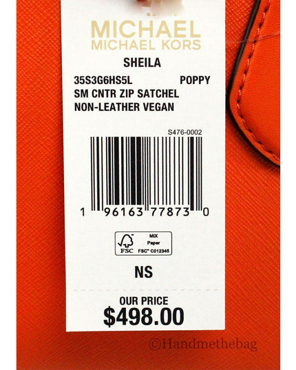 Michael Kors Sheila Small Non-Leather Vegan Satchel (Poppy)