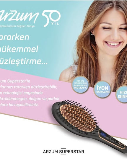 Arzum Superstar Hair Straightener Brush Black AR5036
