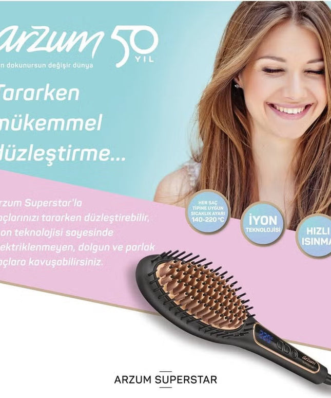 Arzum Superstar Hair Straightener Brush Black AR5036