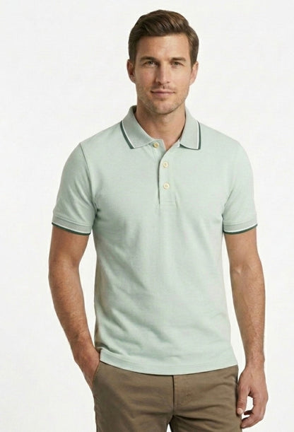 Denim & Flower Men Green Polo T-Shirt