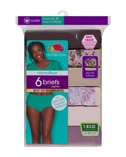 SIZE: 3XL - Fruit of the Loom Women's Microfiber Brief Underwear, 6-Pack