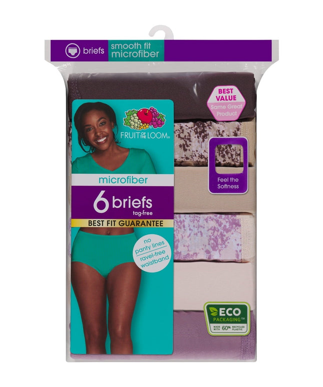 SIZE: 3XL - Fruit of the Loom Women's Microfiber Brief Underwear, 6-Pack