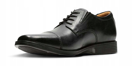 Clarks Tilden Cap Black Leather Stylish Shoe (11064249652)