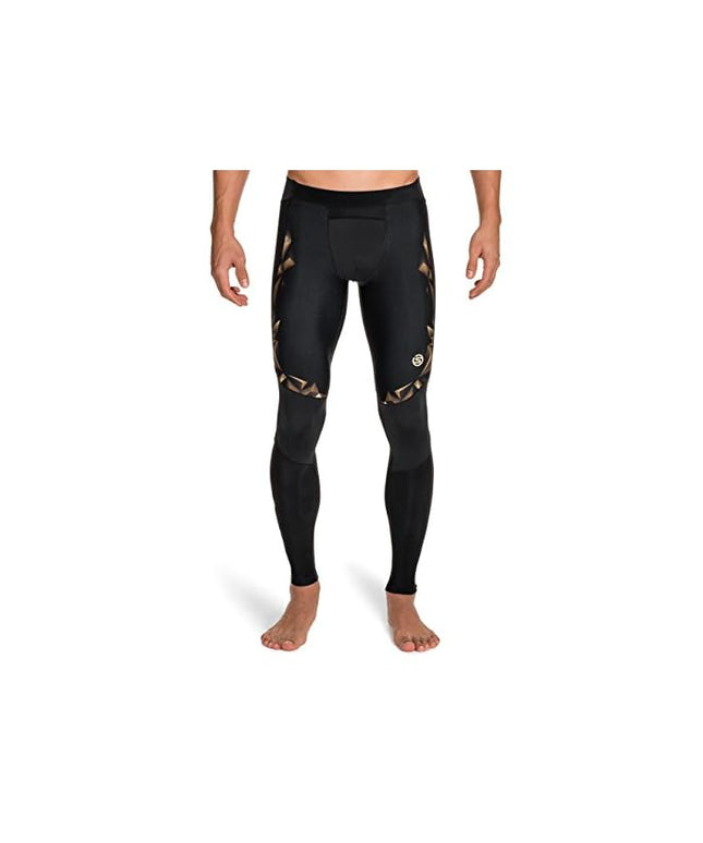 SKINS Men's A400 Compression Long Tights, Black/Gold, Large Short
