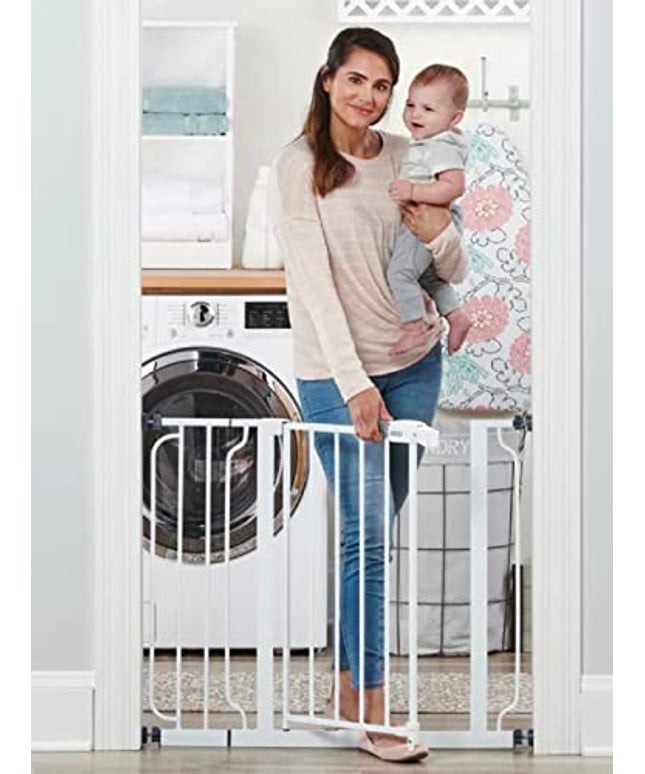Regalo Easy Step Fits opening  73.66 cm X 97.79 cm wide, 76.2 cm High Walk Through Baby Gate, white