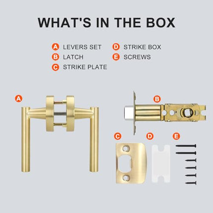 Haidms Gold Heavy Duty Door Handle Interior,Privacy Door Lever Handle, Bathroom Door Handles Interior, Modern Bedroom Door Handle