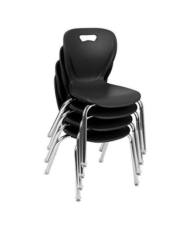Learniture Shapes Series School Chair, 45 cm Seat Height, Black, (Pack of 4)