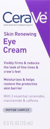 CeraVe Eye Cream for Wrinkles | Under Eye Cream with Caffeine, Peptides, Hyaluronic Acid, Niacinamide, and Ceramides for Fine Lines | Fragrance Free & Ophthalmologist Tested |0.5 Ounces