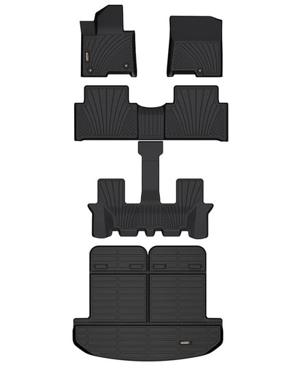 Binmotor-All Weather Floor Mats Set for Kia Sorento 2021-2025 6/7 Passenger（Not for Hybrid）, 1st & 2nd & 3rd Row Full Set, Guard Heavy Duty TPE Car Floor Liners Sorento Accessories