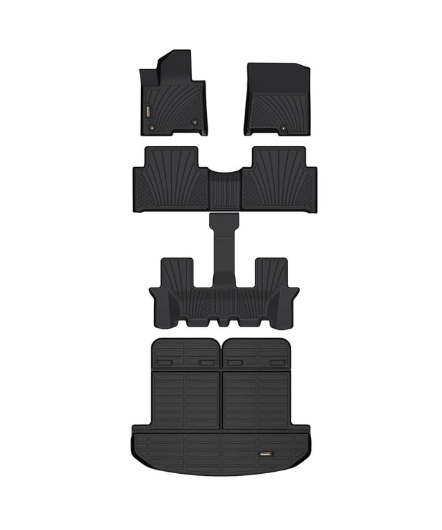 Binmotor-All Weather Floor Mats Set for Kia Sorento 2021-2025 6/7 Passenger（Not for Hybrid）, 1st & 2nd & 3rd Row Full Set, Guard Heavy Duty TPE Car Floor Liners Sorento Accessories