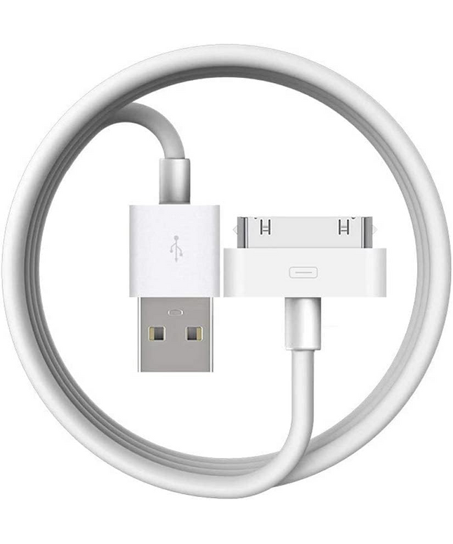 White 30-Pin USB Charging Cable – Data Sync & Charger Cable for Apple Devices