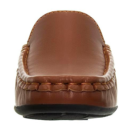 SIZE: 31 - Josmo Boys’ Shoes – Casual Leatherette Moccasin Driving Loafers , Pure Brown