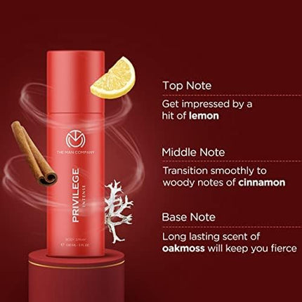 The Man Company Privilege Intense Deodorant For Men| Premium Body Spray | Long-Lasting Fragrance | Perfect Deo For Everyday Use | Gift For Husband, Boyfriend - 150Ml