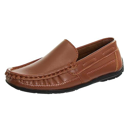 SIZE: 31 - Josmo Boys’ Shoes – Casual Leatherette Moccasin Driving Loafers , Pure Brown