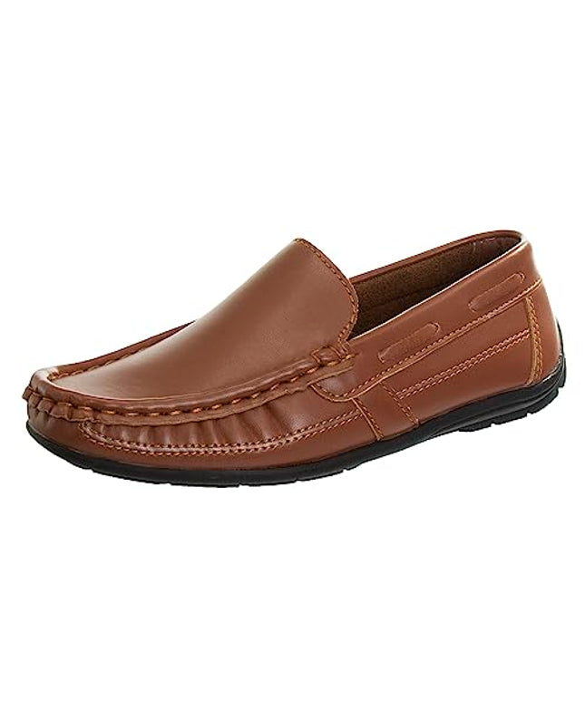 SIZE: 31 - Josmo Boys’ Shoes – Casual Leatherette Moccasin Driving Loafers , Pure Brown