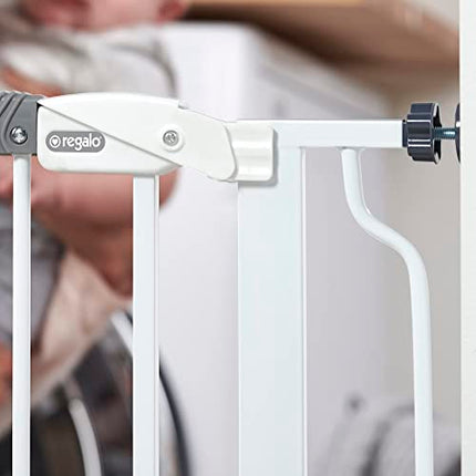 Regalo Easy Step Fits opening  73.66 cm X 97.79 cm wide, 76.2 cm High Walk Through Baby Gate, white