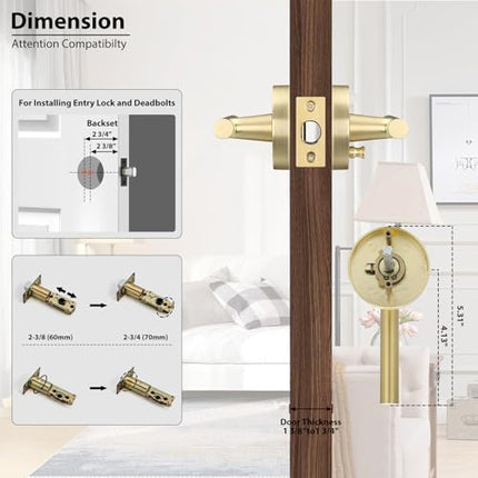 Haidms Gold Heavy Duty Door Handle Interior,Privacy Door Lever Handle, Bathroom Door Handles Interior, Modern Bedroom Door Handle