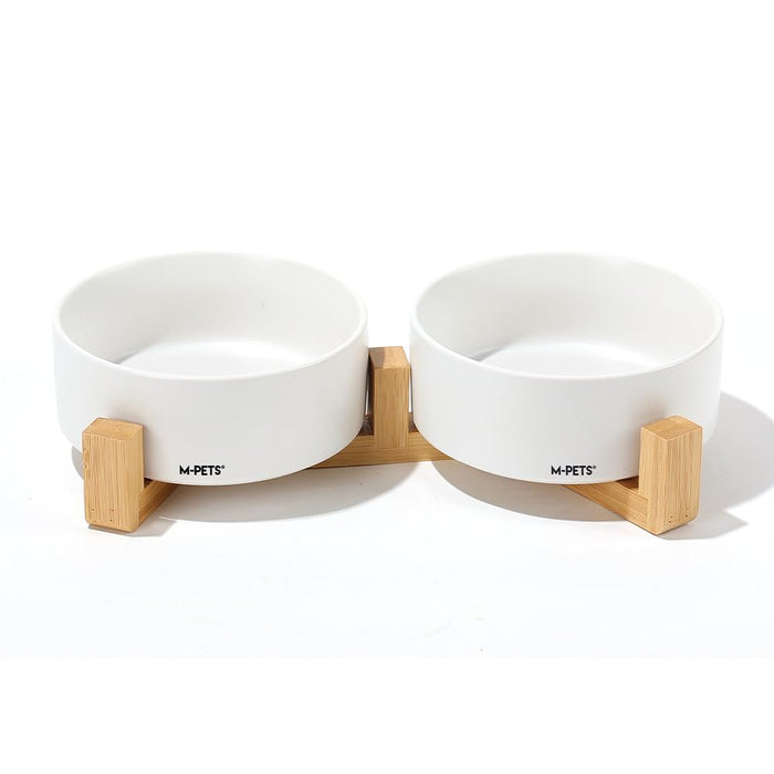 Clearance of M-Pets Pet Supplies – Opera Ceramic Bowls with Bamboo
