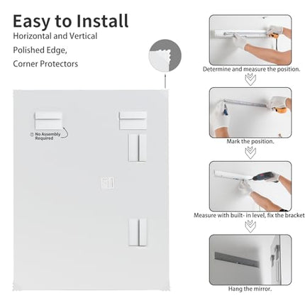 Mirrorons Beveled Mirror, Bathroom Mirrors for Wall 16" x 20", Frameless Rectangle Bathroom Mirror with Beveled Edge, Hangs Horizontally or Vertically, Tempered Glass Upgraded Packing