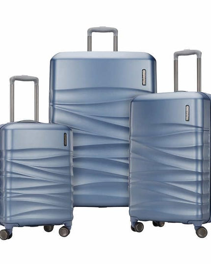 American Tourister Tranquil 3-piece Hardside Set (Blue). Size: 51 cm, 61 cm, 71 cm. - A